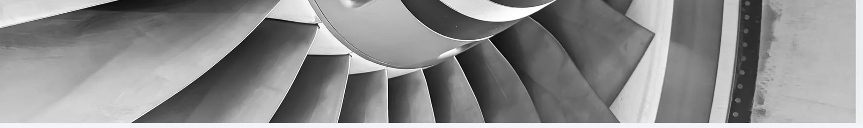 Close-up of jet engine turbine fan blades