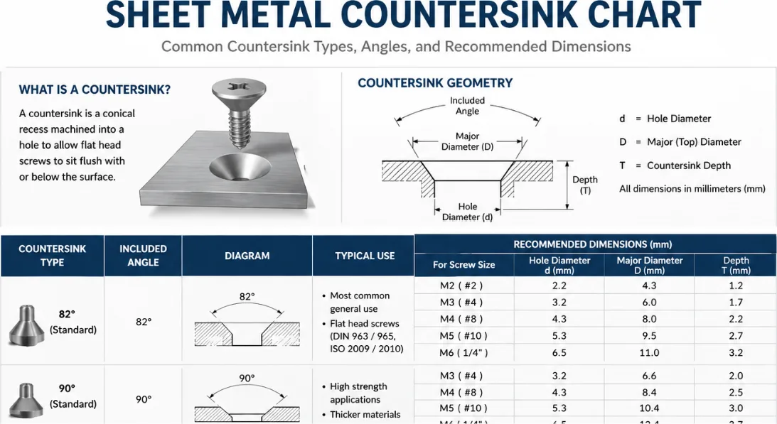 Sheet Metal Countersink Chart