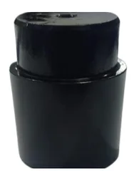 Black molded plastic cylinder housing