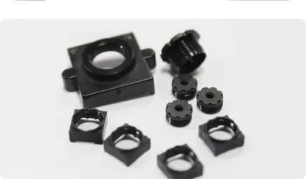 Black molded camera mount components