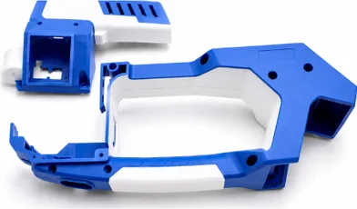 Blue and white overmolded tool housings