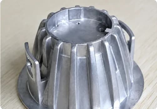 Cast aluminum finned housing, angled view